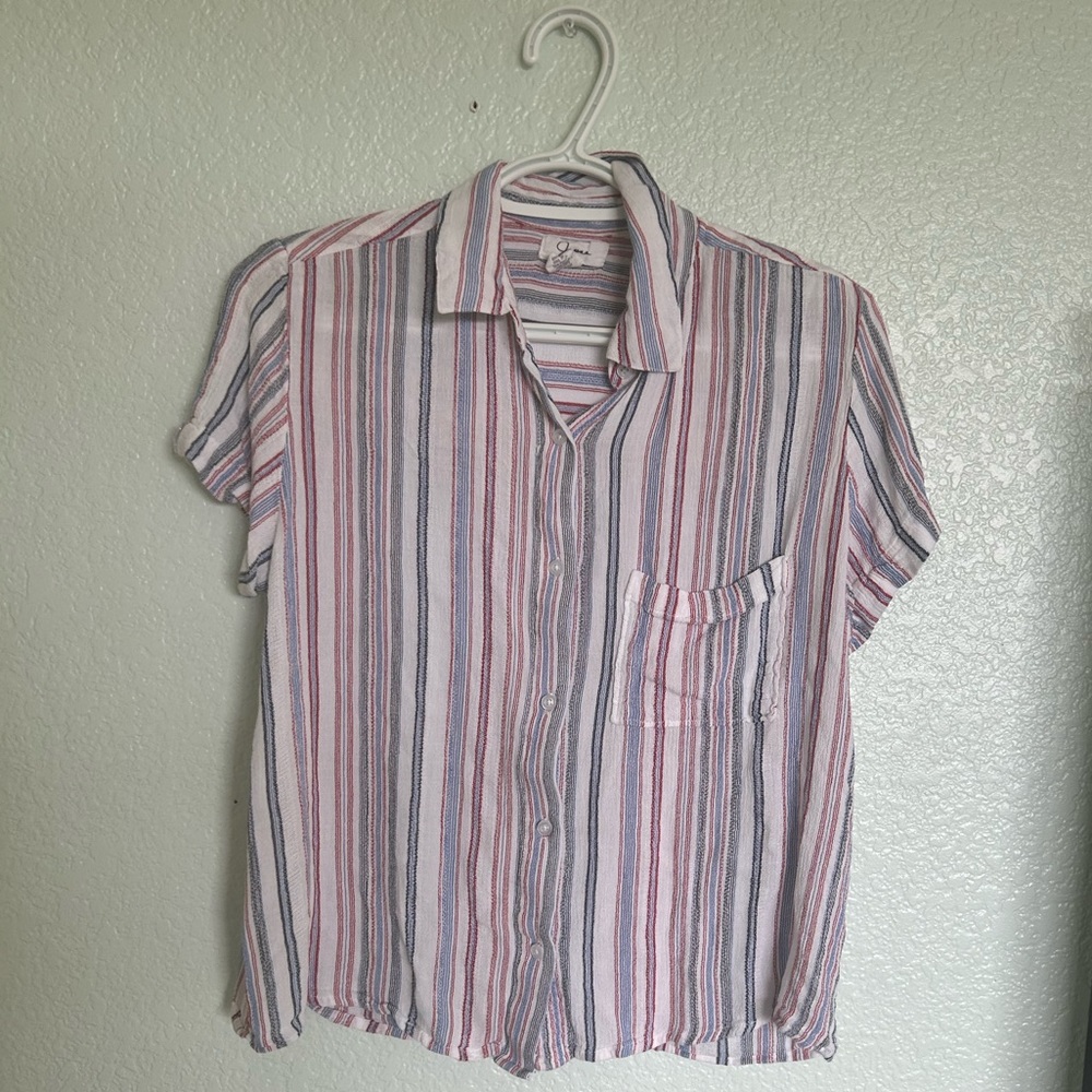 stripped cropped button up